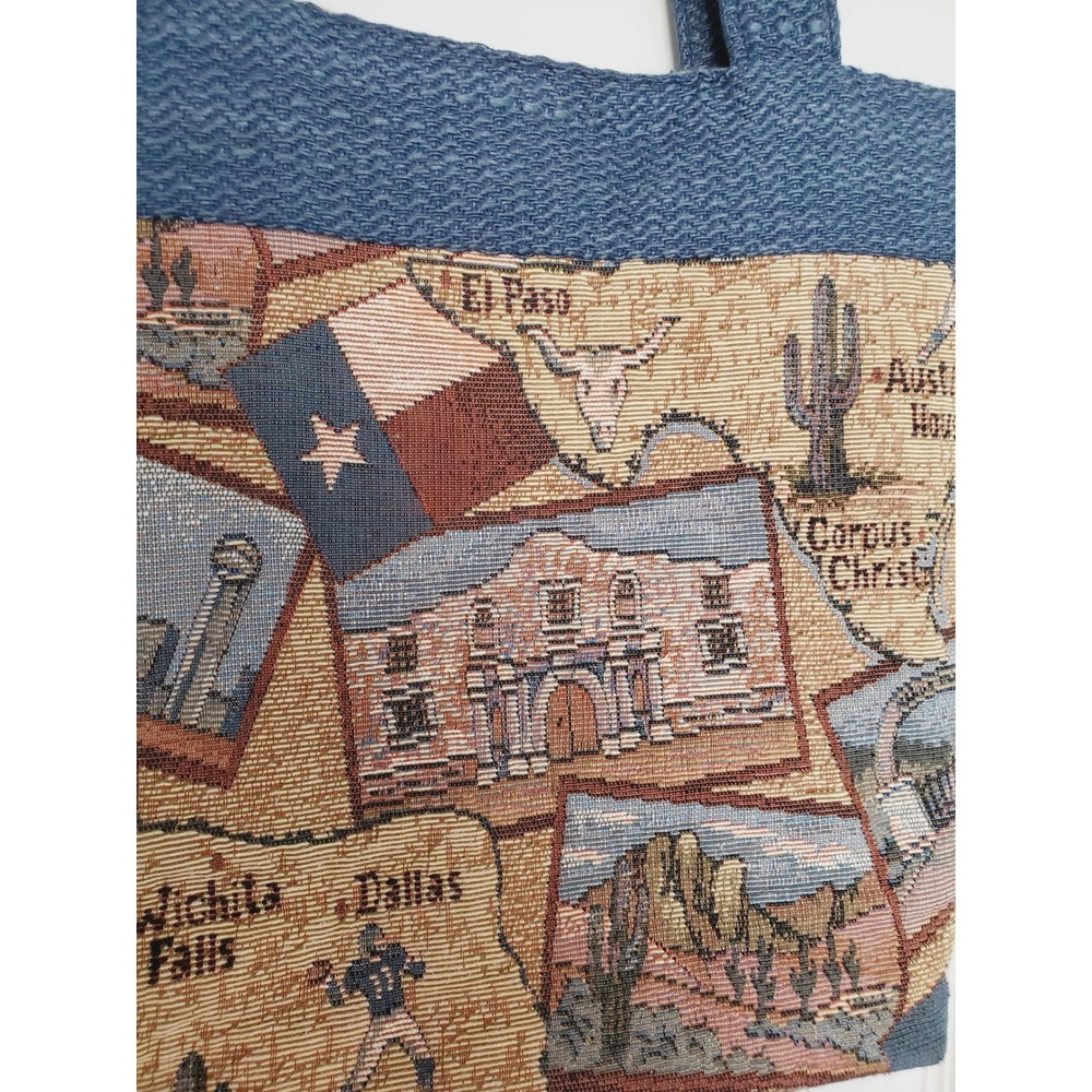 Texas Tapestry Western Tote Bag Blue Multicolor Map Boho OS - Picture 5 of 12